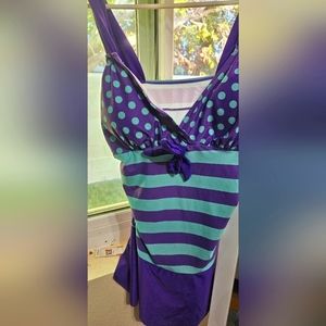 Purple & Teal Poka Dot Tankini